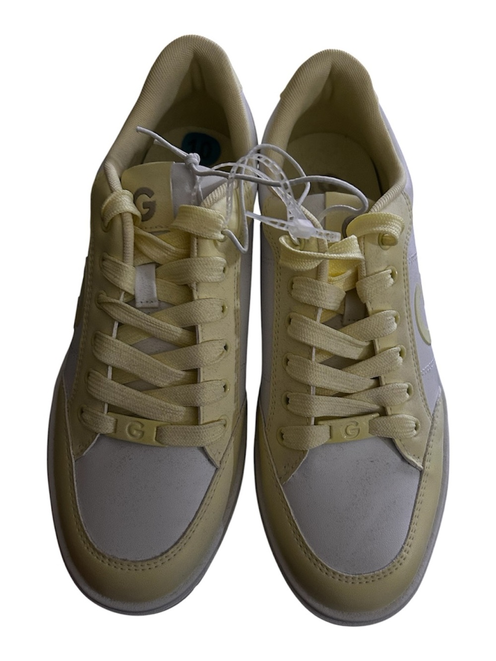 Brand New, only tried it on. GBG White and Pale Yellow Low-Top Sneakers